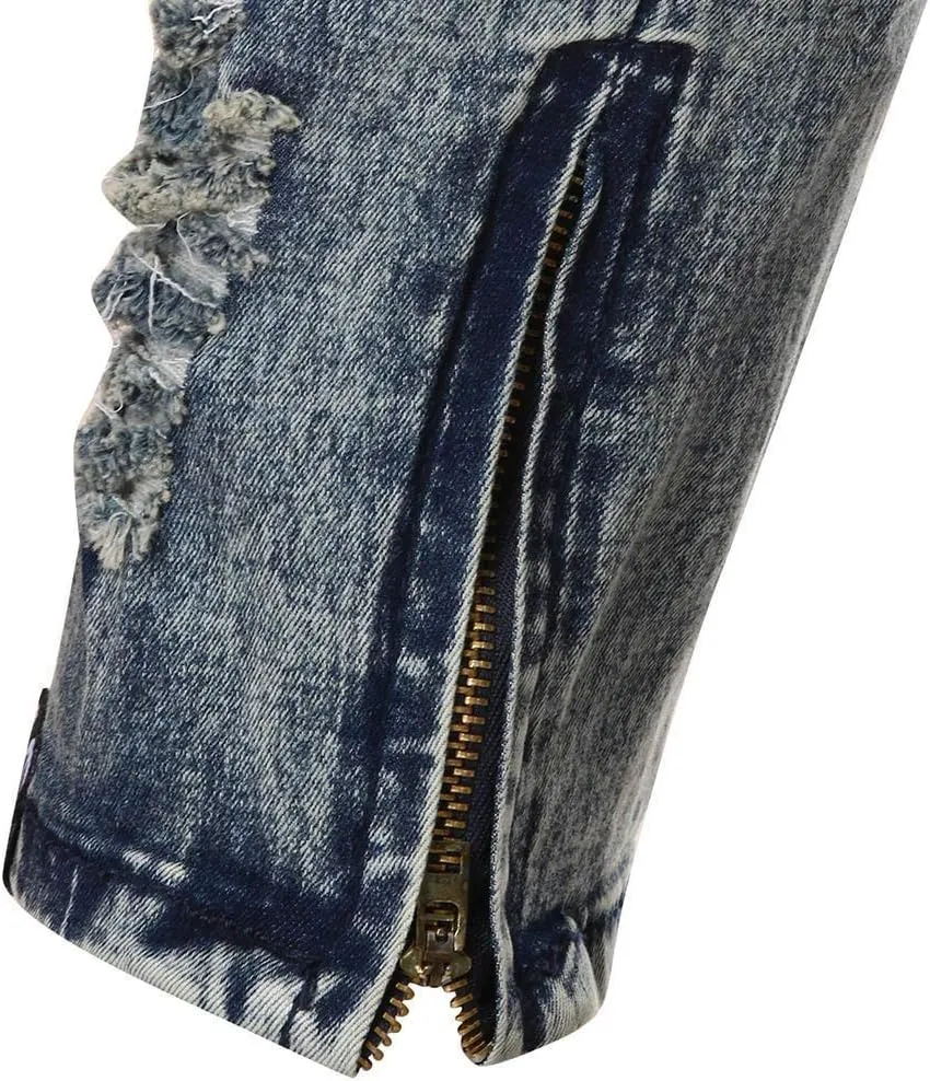 2023 Men's Slim Fit Stretch Jeans Ripped Skinny Jeans for Men,Mens Distressed Straight Leg Fashion Comfort Flex Waist Pants