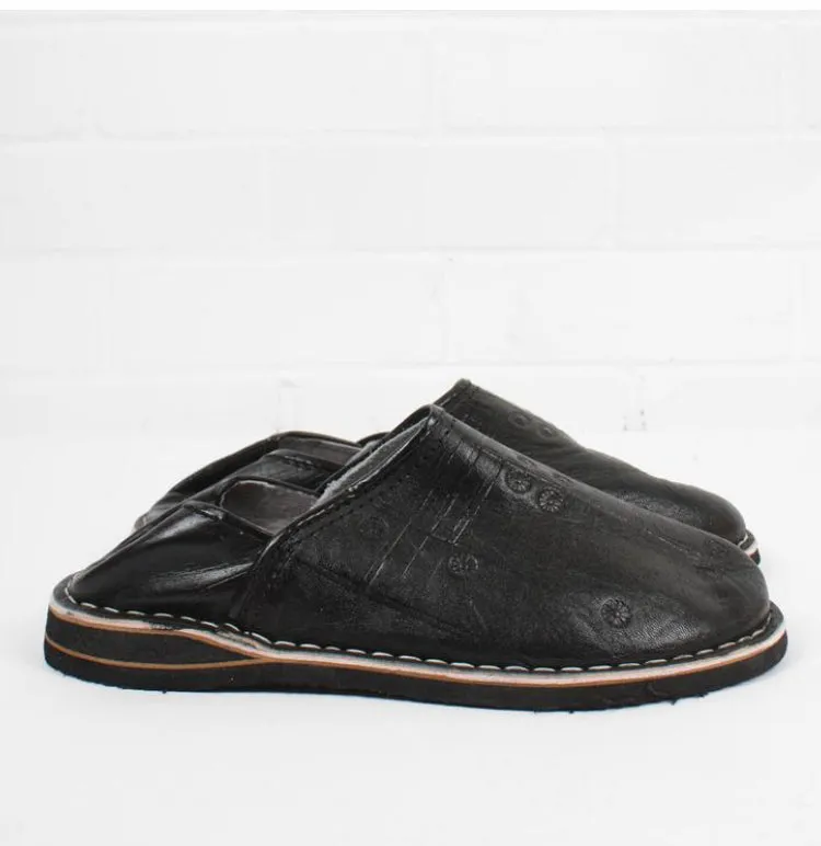 Bohemia Moroccan Berber Babouche Slippers Black