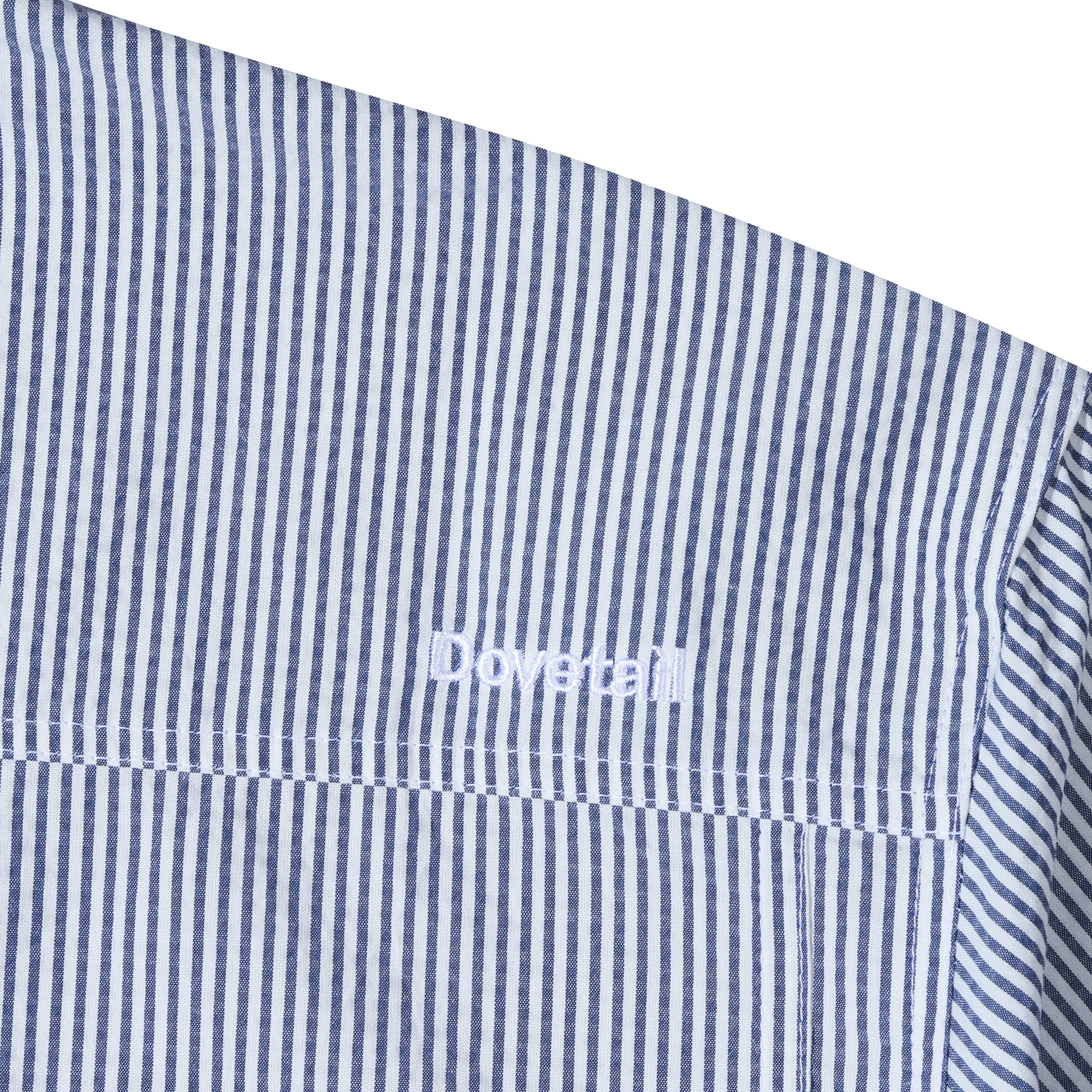 DOUBLE POCKET ZIP UP SHIRT WHITE-BLUE