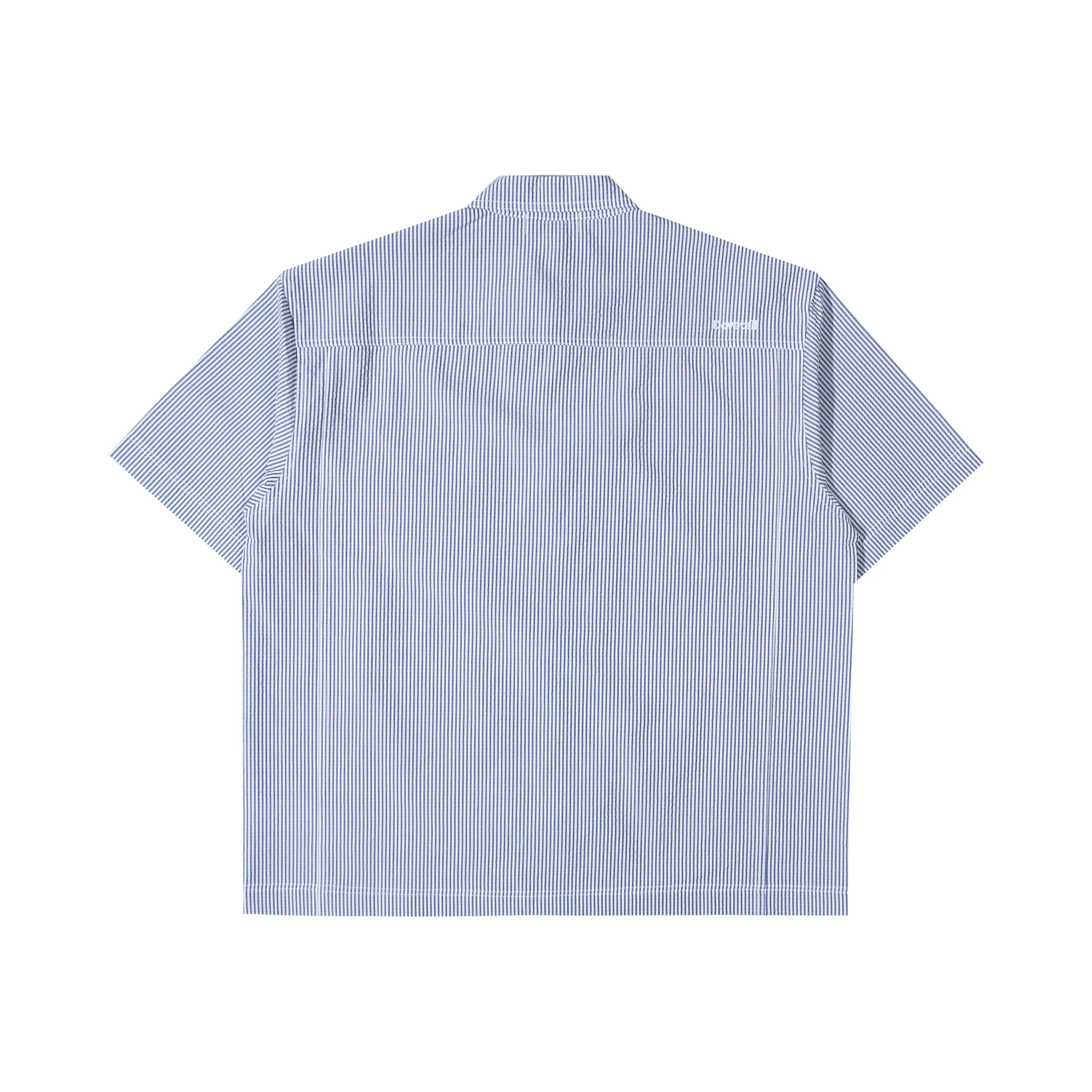 DOUBLE POCKET ZIP UP SHIRT WHITE-BLUE
