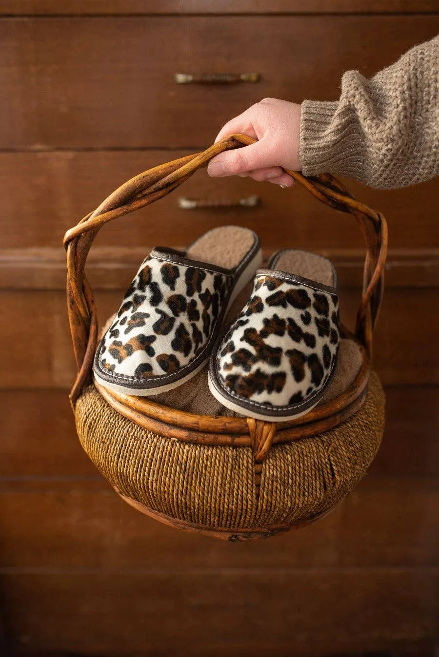 Leopard Wool Slippers