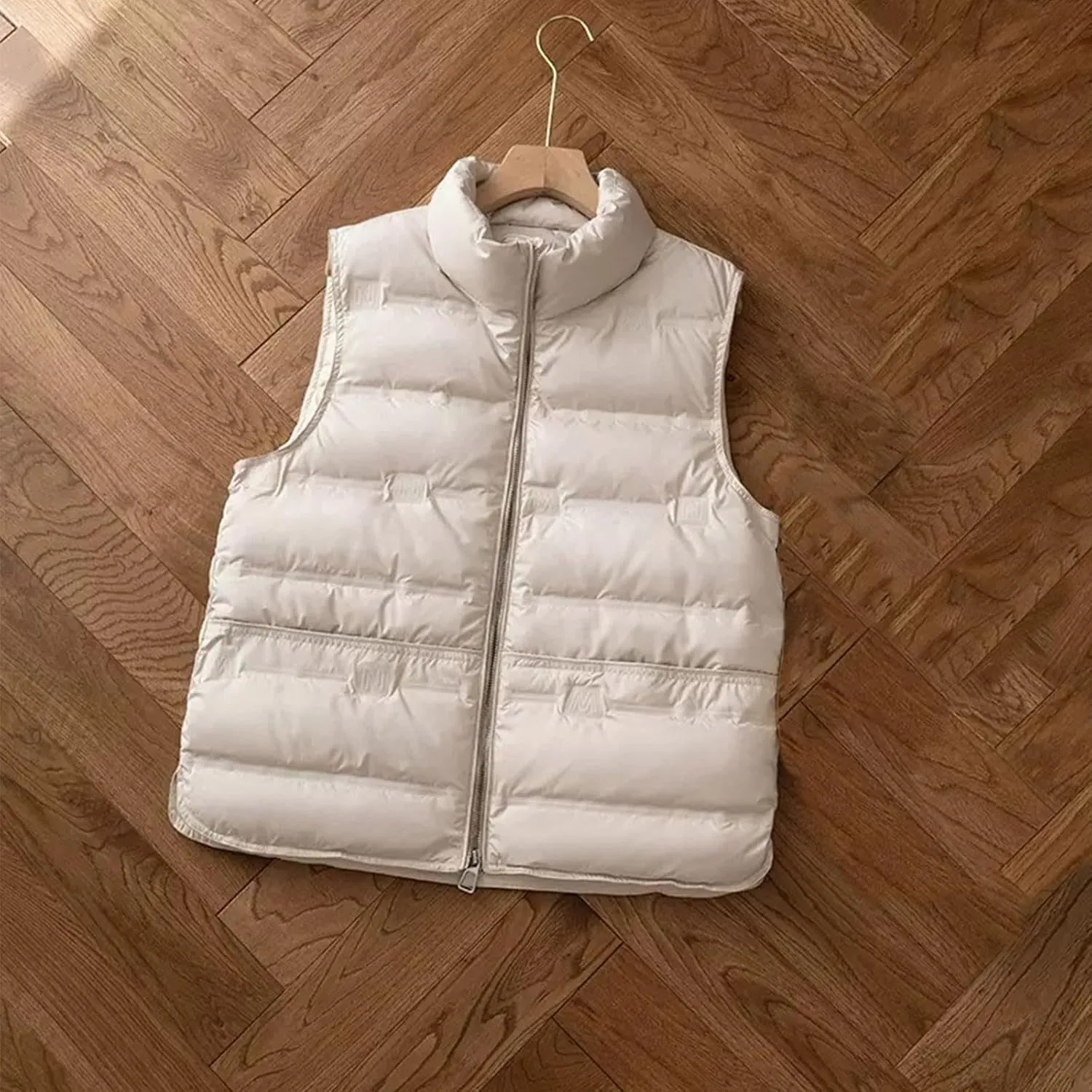 Puffer Vest Women Sleeveless Winter Cropped Outerwear Warm Quilted Padded Cotton Jacket Down Waistcoat Gilet