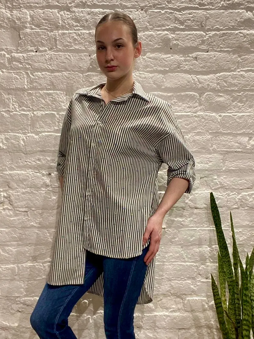 The Scewbutton pinstripe button through shirt.