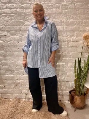 The Scewbutton pinstripe button through shirt.