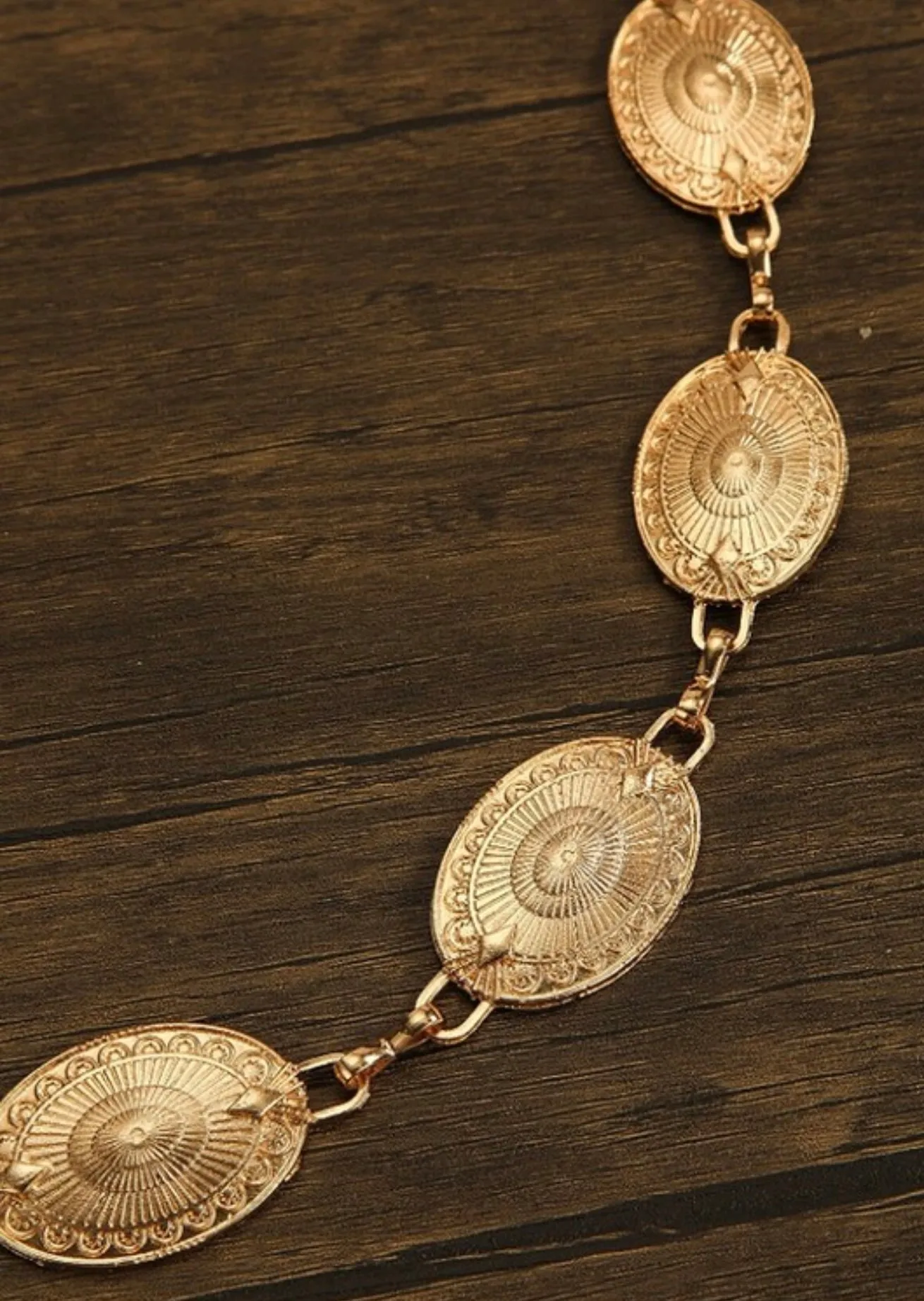 Western Oval Gold Chain Belt